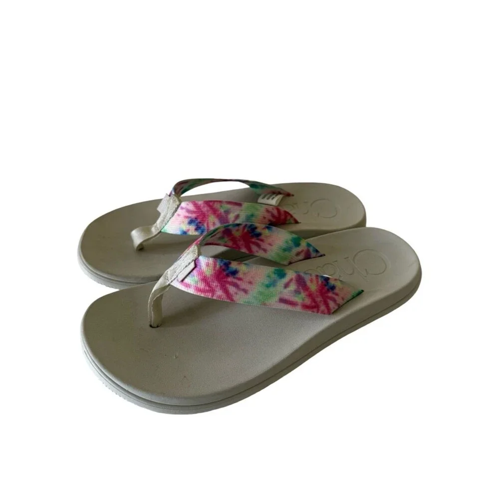 Chaco Chillos Rainbow Tie Dye Flip Flop Thong Sandals Womens SZ 9